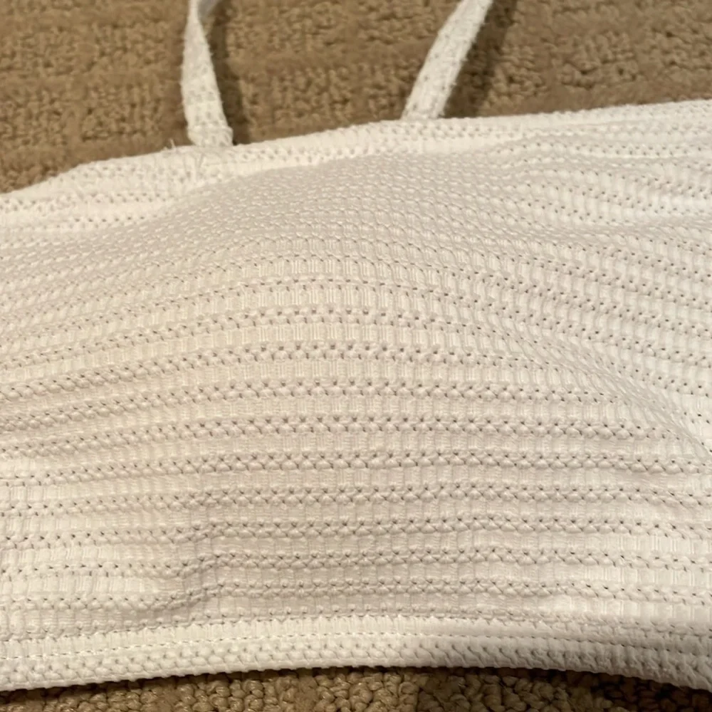 White Textured Bikini  Top By Cabana del Sol